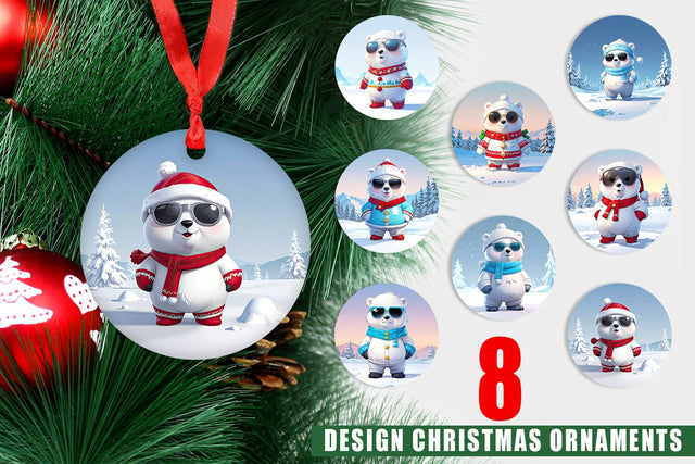 Ornament Polar Bear Sublimation artnoy 
