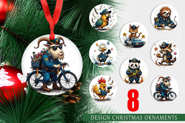 Ornament Police Chaos Critters Sublimation artnoy 