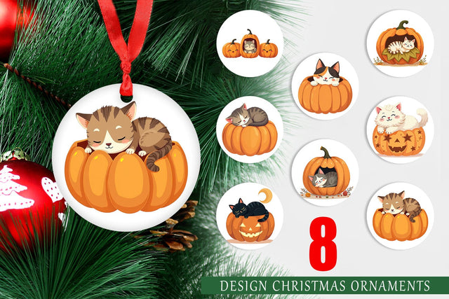Ornament Pumpkin Cats Fall Sublimation artnoy 
