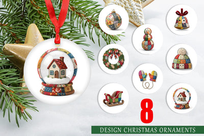 Ornament Quilted Winter Decor Patchwork Sublimation artnoy 