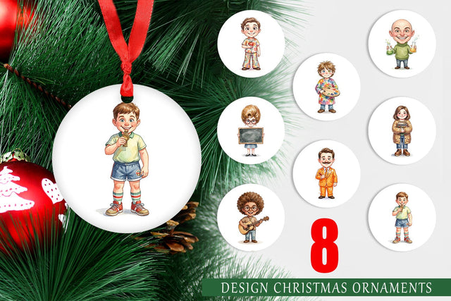 Ornament Quirky 70s Human Teacher Watercolor Sublimation artnoy 