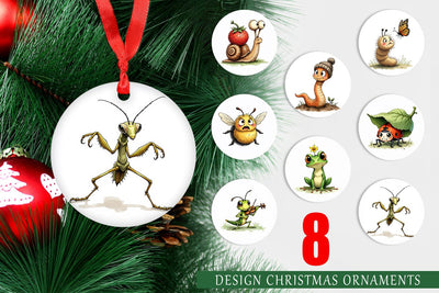 Ornament Quirky Garden Critters Inked Watercolor Illustrations Sublimation artnoy 