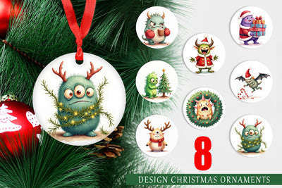 Ornament Quirky Monster Christmas Sublimation artnoy 