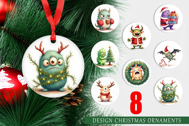 Ornament Quirky Monster Christmas Sublimation artnoy 