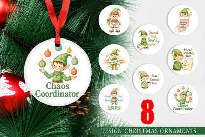Ornament Quotes Watercolor Elf Antics and Sarcasm Sublimation artnoy 
