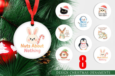 Ornament Quotes Watercolor Grumpy Animals Christmas Sublimation artnoy 