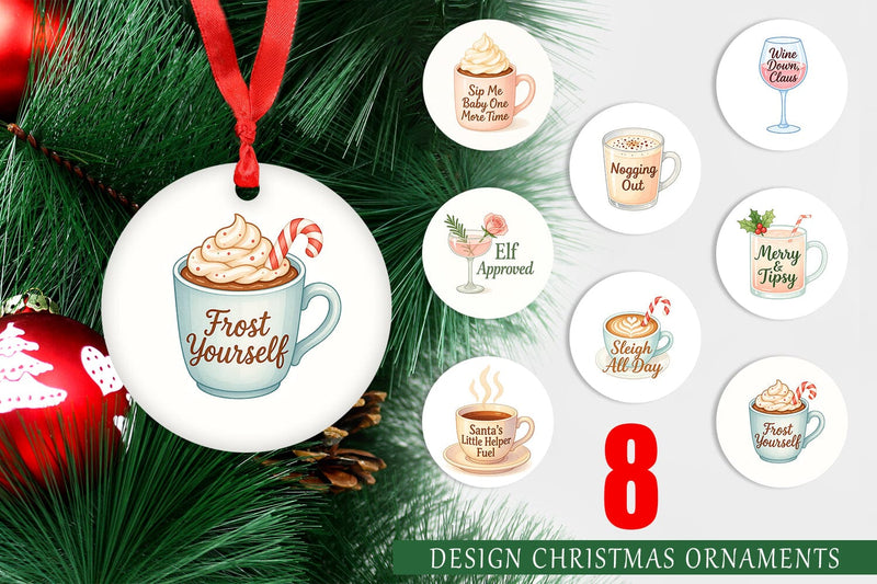 Ornament Quotes Watercolor Holiday Beverage Humor Sublimation artnoy 