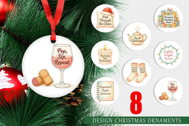 Ornament Quotes Watercolor Holiday Chaos Essentials Sublimation artnoy 