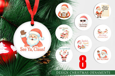 Ornament Quotes Watercolor Sassy Santa Claus Sublimation artnoy 