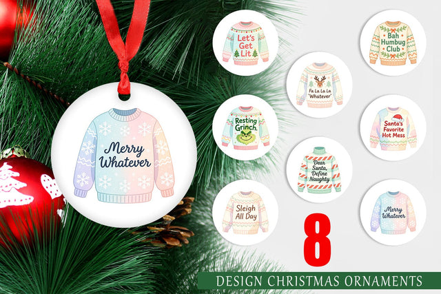 Ornament Quotes Watercolor Ugly Sweater Sass Sublimation artnoy 
