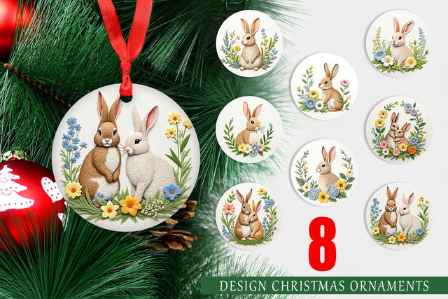 Ornament Rabbit Embroidery Sublimation artnoy 