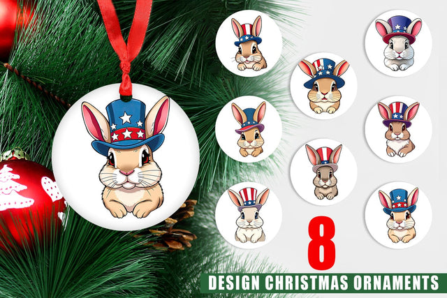 Ornament Rabbit Patriotic Sublimation artnoy 