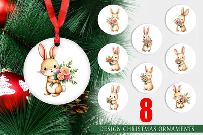 Ornament Rabbit Spring Bouquet Sublimation artnoy 
