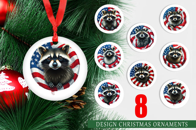 Ornament Raccoon 4th of July Sublimation artnoy 