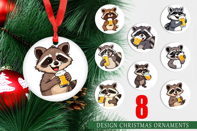 Ornament Raccoon Beer Day Sublimation artnoy 