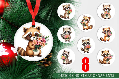 Ornament Raccoon Spring Bouquet Sublimation artnoy 
