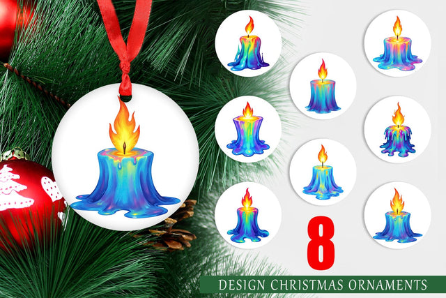 Ornament Rainbow Fire Candle Sublimation artnoy 