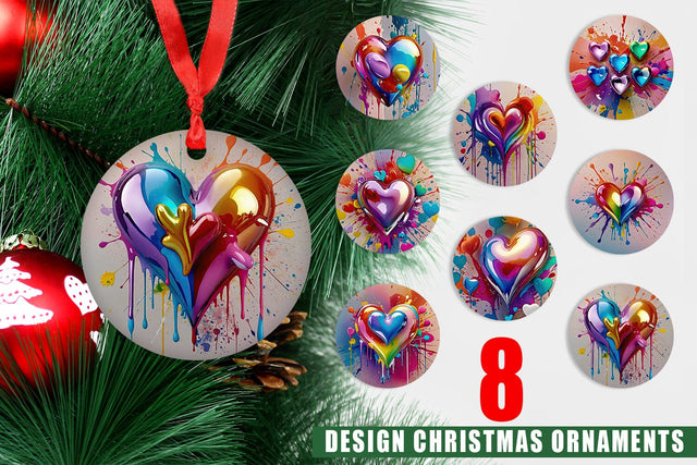Ornament Rainbow Hearts Sublimation artnoy 