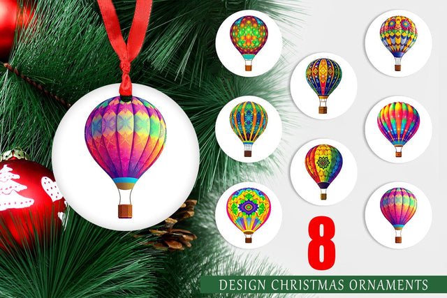 Ornament Rainbow Hot Air Balloon Sublimation artnoy 
