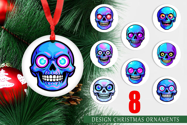 Ornament Rainbow Skull Smirk Sublimation artnoy 