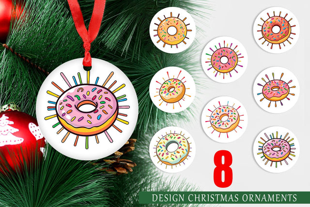 Ornament Rainbow Sprinkle Donut Sublimation artnoy 