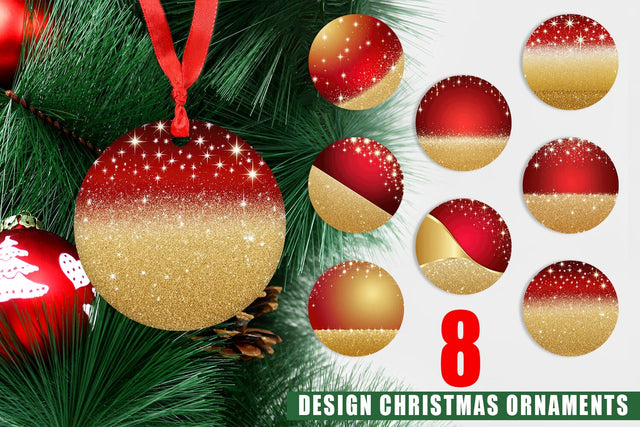 Ornament Red and Gold Glitter Sublimation artnoy 