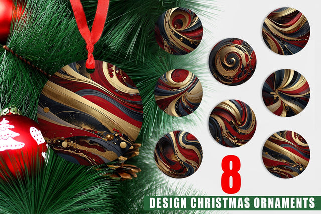 Ornament Red and Gold Swirl Sublimation artnoy 