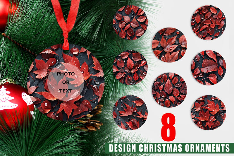 Ornament Red Leaves Pattern Sublimation artnoy 