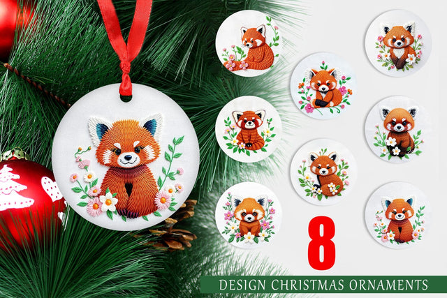 Ornament Red Panda Embroidery Sublimation artnoy 