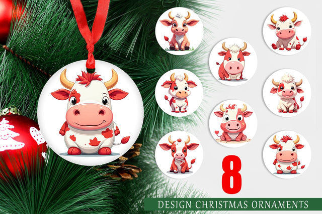 Ornament Red White Moo Sublimation artnoy 