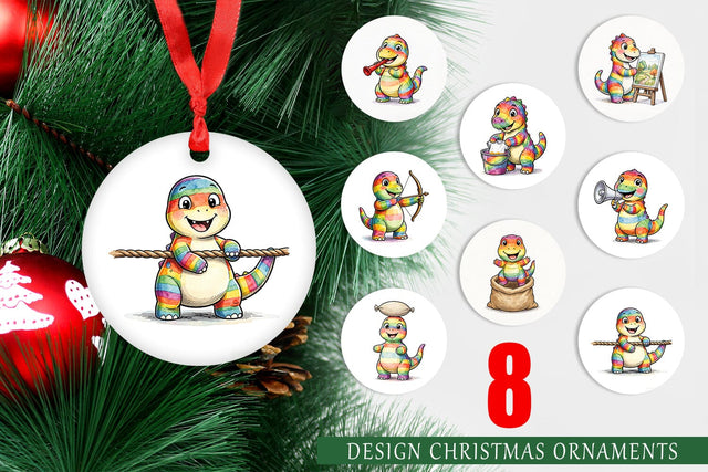 Ornament Retro Camp Games Dino Ink Line Sublimation artnoy 