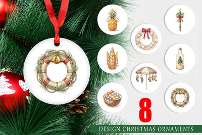 Ornament Retro Coastal Christmas Decor Art Sublimation artnoy 
