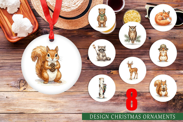 Ornament Retro Forest Friend Watercolor Sublimation artnoy 