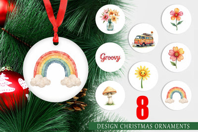 Ornament Retro Groovy Florals Sublimation artnoy 