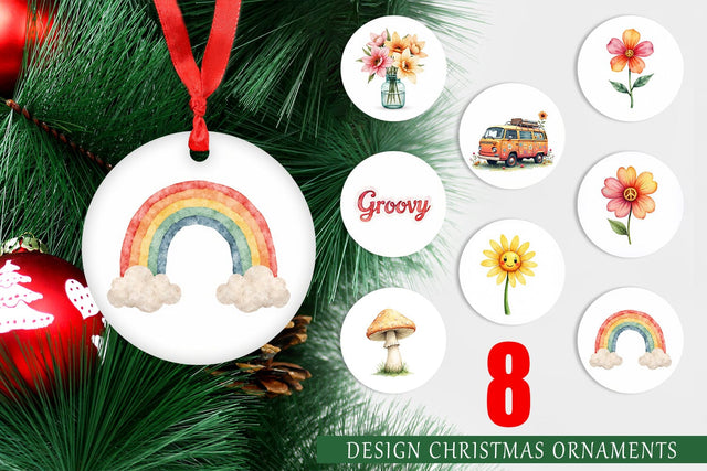 Ornament Retro Groovy Florals Sublimation artnoy 