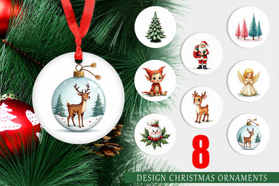 Ornament Retro Kitsch Christmas Watercolor Sublimation artnoy 