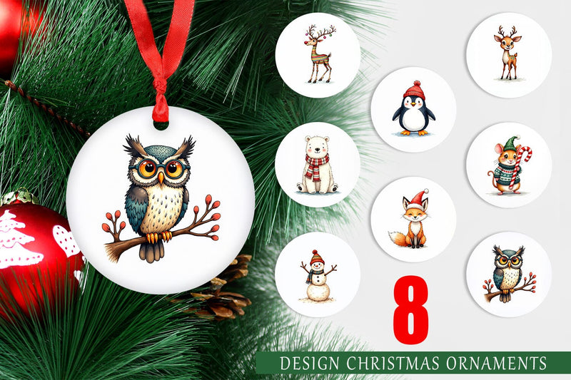 Ornament Retro Reindeer Friends Sublimation artnoy 