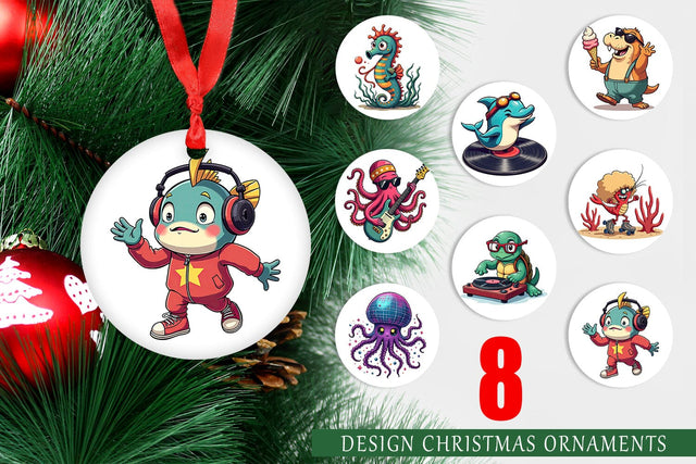 Ornament Retro Sea Critters Sublimation artnoy 