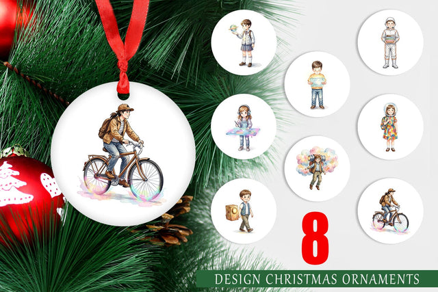 Ornament Retro Space Kid School Watercolor Sublimation artnoy 