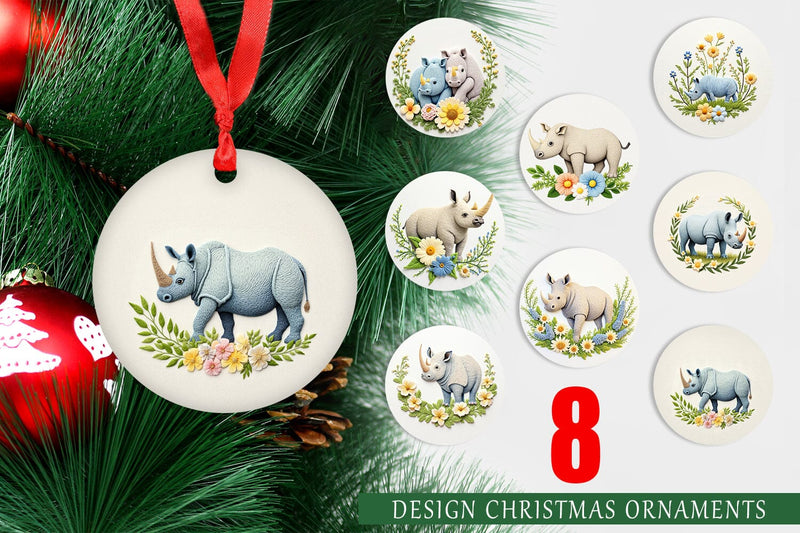 Ornament Rhino Embroidery Sublimation artnoy 