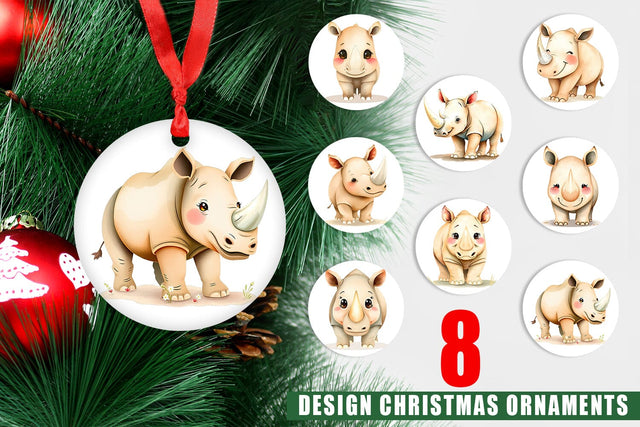 Ornament Rhinoceros Wildlife Sublimation artnoy 