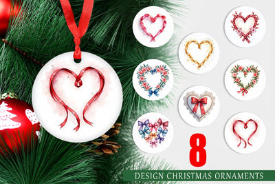 Ornament Ribbon Heart Wreaths Sublimation artnoy 