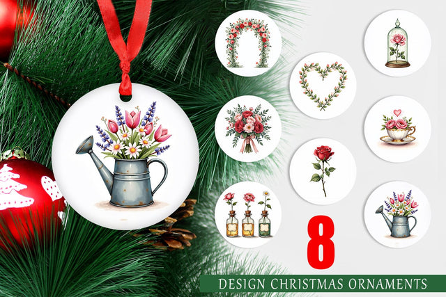 Ornament Romantic Blooms Vintage Floral Valentine Sublimation artnoy 