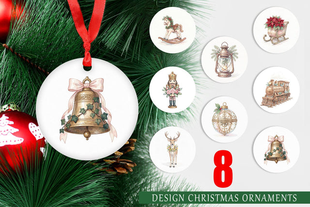 Ornament Romantic Victorian Holiday Watercolor Sublimation artnoy 