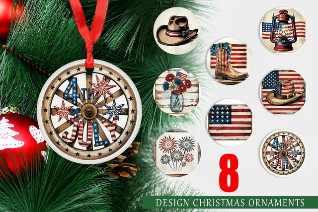 Ornament Rustic 4th of July Sublimation artnoy 