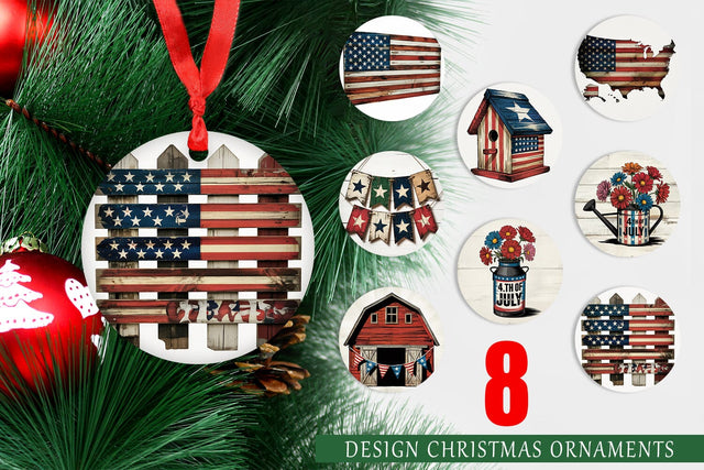Ornament Rustic 4th of July Sublimation artnoy 