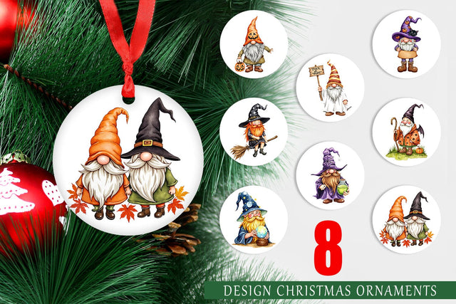 Ornament Rustic Halloween Gnomes Sublimation artnoy 