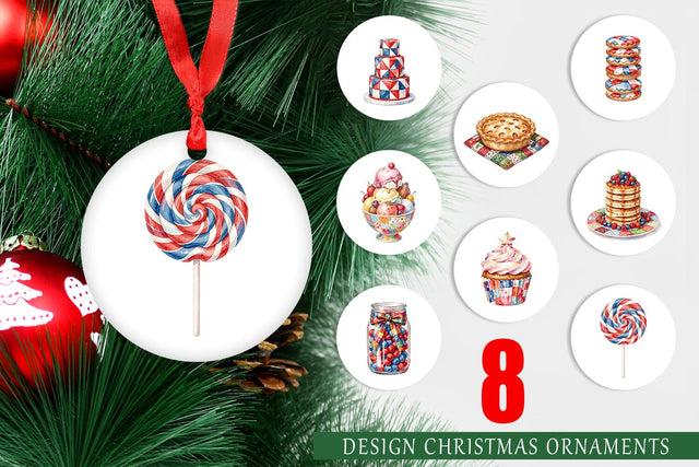 Ornament Rustic July 4th Patchwork Sweets Sublimation artnoy 