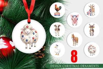 Ornament Rustic Patriotic Farm Animals Sublimation artnoy 