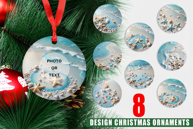 Ornament Sandy Beach and Seashells Sublimation artnoy 